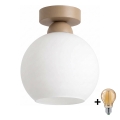 BRILAGI - LED lubinis šviestuvas RETRO GLASS 1xE27/60W/230V Ø 15 cm smėlinė/balta