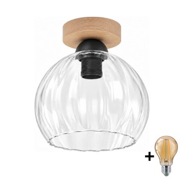 BRILAGI - LED lubinis šviestuvas RETRO GLASS 1xE27/60W/230V Ø 25 cm ąžuolas/skaidrus