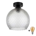 BRILAGI - LED lubinis šviestuvas RETRO GLASS 1xE27/60W/230V Ø 25 cm juoda/dūminė pilka