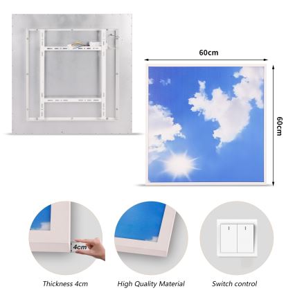 Brilagi - LED lubinis šviestuvas SLIMFRAME SKY LED/58W/230V 60x60 cm sidabrinė/mėlyna