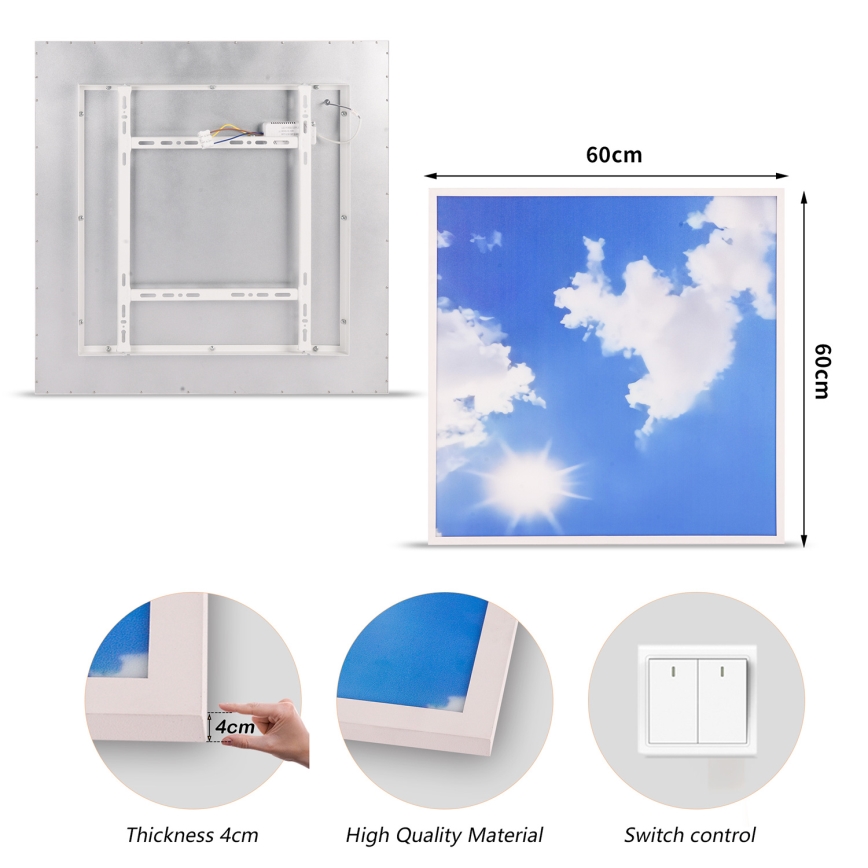 Brilagi - LED lubinis šviestuvas SLIMFRAME SKY LED/58W/230V 60x60 cm sidabrinė/mėlyna