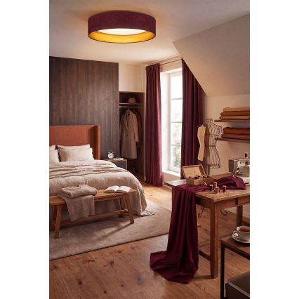 BRILAGI - LED lubinis šviestuvas VELVET SIMPLE 24W/230V 3000K, skersmuo 45 cm, vyno raudona/auksinė