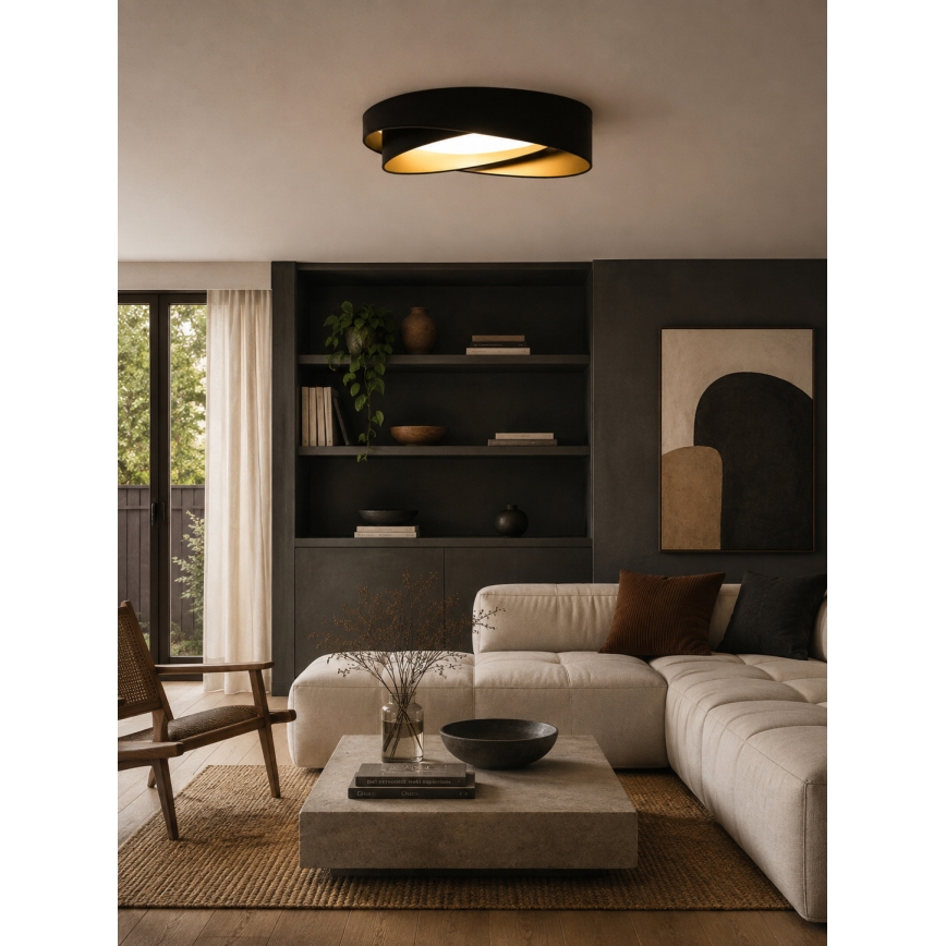 BRILAGI - LED Lubinis šviestuvas VELVET TWIST LED/24W/230V 4000K skersmuo 55 cm juoda/auksinė