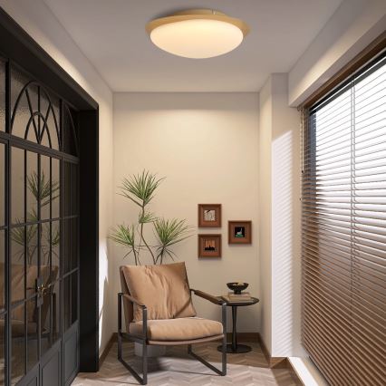 Brilagi - LED lubinis šviestuvas VISBY WOOD LED/18W/230V skers. 38 cm rudas