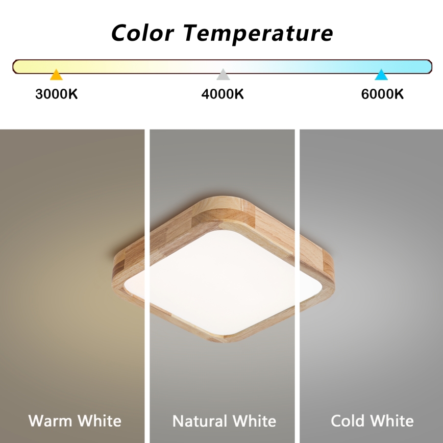 BRILAGI - LED lubinis šviestuvas WOODLINE SQUARE LED/32W/230V 3000/4000/6000K ąžuolas 30x30 cm