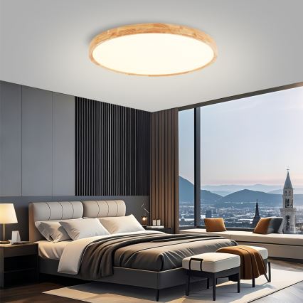 Brilagi - LED lubinis šviestuvas WOODROUND LED/70W/230V 3000/4000/6000K Ø 80 cm medinis CRI 90