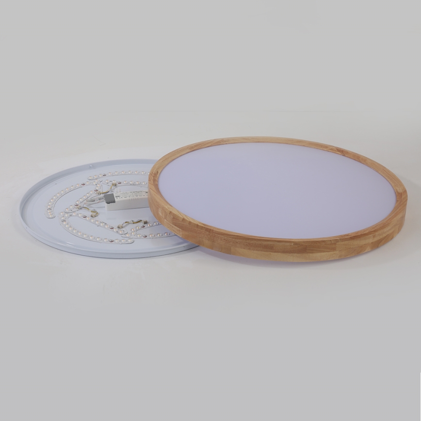 Brilagi - LED lubinis šviestuvas WOODROUND, 40W, 230V, 3000/4000/6000K, Ø 60 cm, medinis, CRI 90