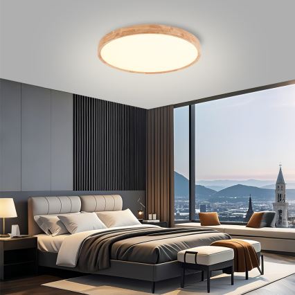 Brilagi - LED lubinis šviestuvas WOODROUND LED/40W/230V 3000/4000/6000K skersm. 60 cm medinis CRI 90