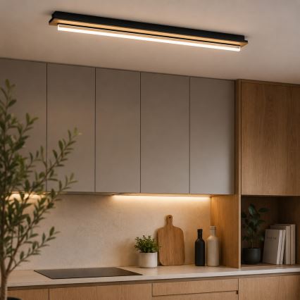 Brilagi - LED lubinis šviestuvas WOODY FLAT LED/25W/230V ąžuolas/juodas