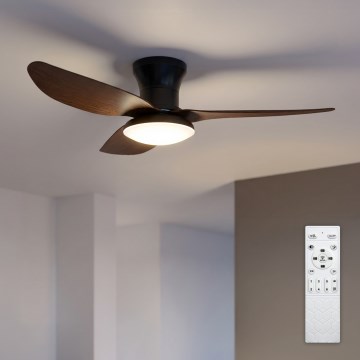 Brilagi – LED lubinis ventiliatorius su reguliuojama šviesa, 38 W/230 V, 3000–6500 K, Ø100 cm, juoda/ruda + nuotolinis pultas