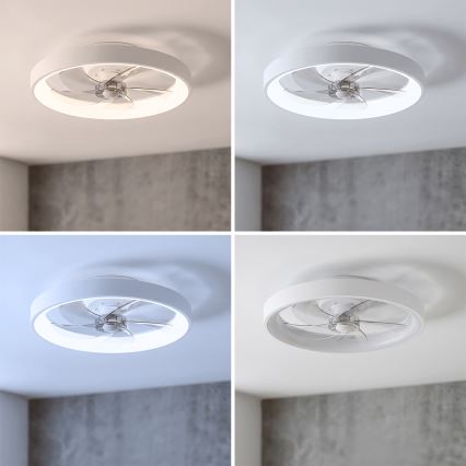 Brilagi - lubų ventiliatorius su reguliuojamu LED apšvietimu, LED 34 W, 230 V, 3000–6500 K, skersmuo 50 cm, baltas, su nuotoliniu valdymu