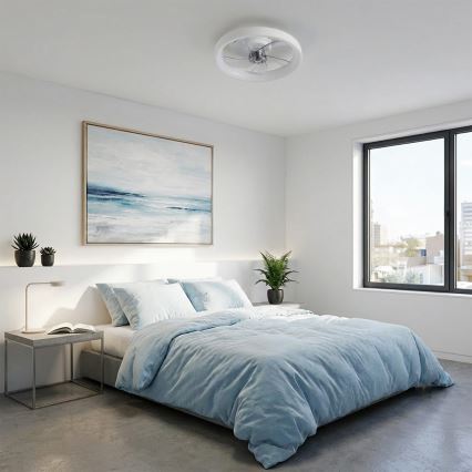 Brilagi - lubų ventiliatorius su reguliuojamu LED apšvietimu, LED 34 W, 230 V, 3000–6500 K, skersmuo 50 cm, baltas, su nuotoliniu valdymu
