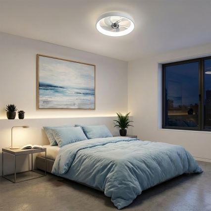 Brilagi - lubų ventiliatorius su reguliuojamu LED apšvietimu, LED 34 W, 230 V, 3000–6500 K, skersmuo 50 cm, baltas, su nuotoliniu valdymu