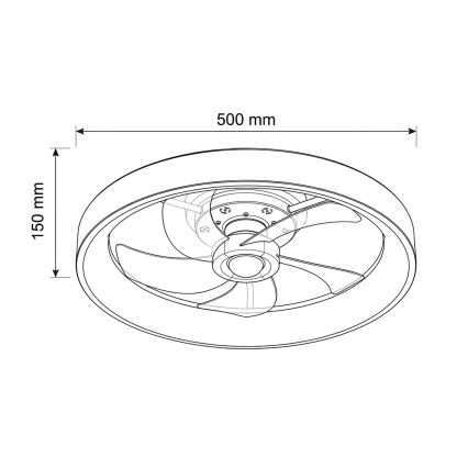Brilagi - lubų ventiliatorius su reguliuojamu LED apšvietimu, LED 34 W, 230 V, 3000–6500 K, skersmuo 50 cm, baltas, su nuotoliniu valdymu