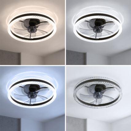 Brilagi - LED dimeriuojamas lubinis ventiliatorius LED/62W/230V 3000-6500K skersmuo 50 cm juodas + nuotolinis valdymas