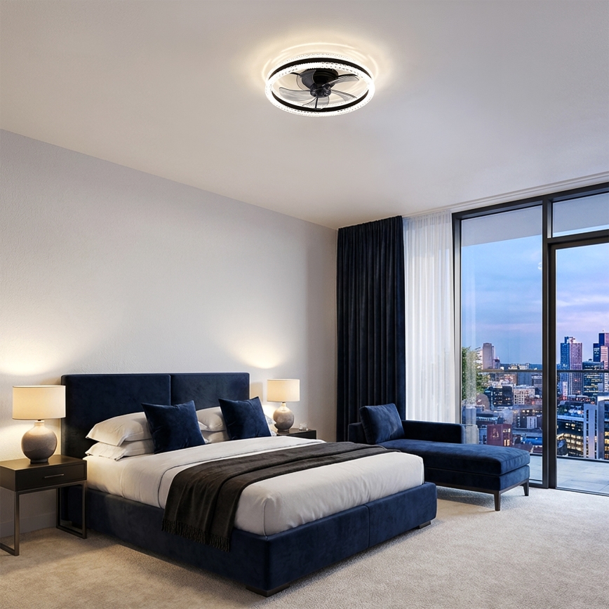 Brilagi - LED dimeriuojamas lubinis ventiliatorius LED/62W/230V 3000-6500K skersmuo 50 cm juodas + nuotolinis valdymas