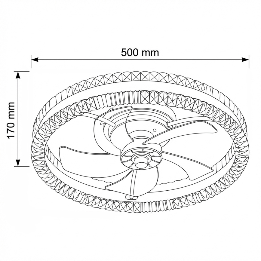 Brilagi - LED dimeriuojamas lubinis ventiliatorius LED/62W/230V 3000-6500K skersmuo 50 cm juodas + nuotolinis valdymas