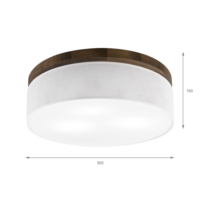BRILAGI - LED lubinis šviestuvas BELLADONNA 3xE27/15W/230V Ø 50 cm balta/ąžuolas-riešutas