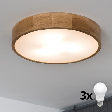 Brilagi - LED lubų šviestuvas CARVALHO 3xE27/15W/230V ąžuolo apdaila skersmuo 47,5 cm