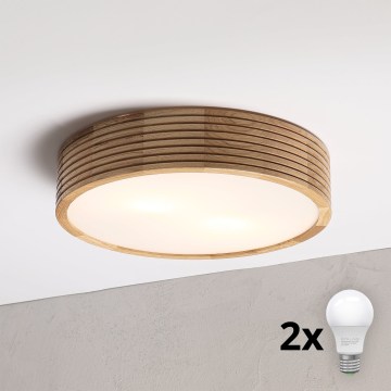Brilagi - LED lubų šviestuvas CARVALHO MODERN 2xE27/60W/230V Ø 37,5 cm ąžuolas