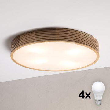 Brilagi - LED lubų šviestuvas CARVALHO MODERN 4xE27/60W/230V ąžuolas skersm. 57,5 cm
