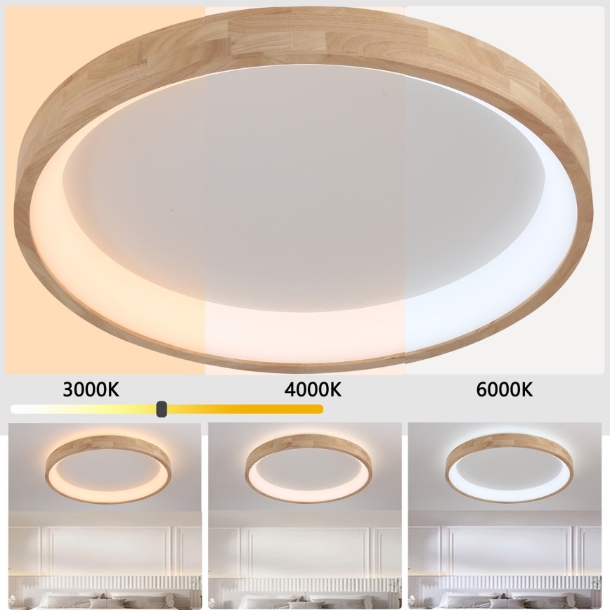 Brilagi - LED lubinis šviestuvas FALCON WOOD LED/60W/230V 3000/4000/6000K skersmuo 80 cm medinis