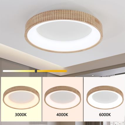 Brilagi - LED lubų šviestuvas FALCON WOOD MODERN LED/40W/230V 3000/4000/6000K skersmuo 60 cm mediena
