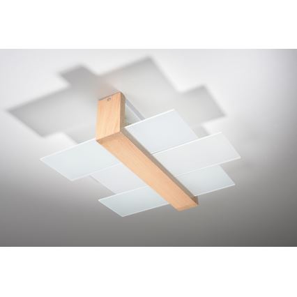 Brilagi - LED lubinis šviestuvas HERA 2xE27/7,5W/230V 43x43 cm medinis