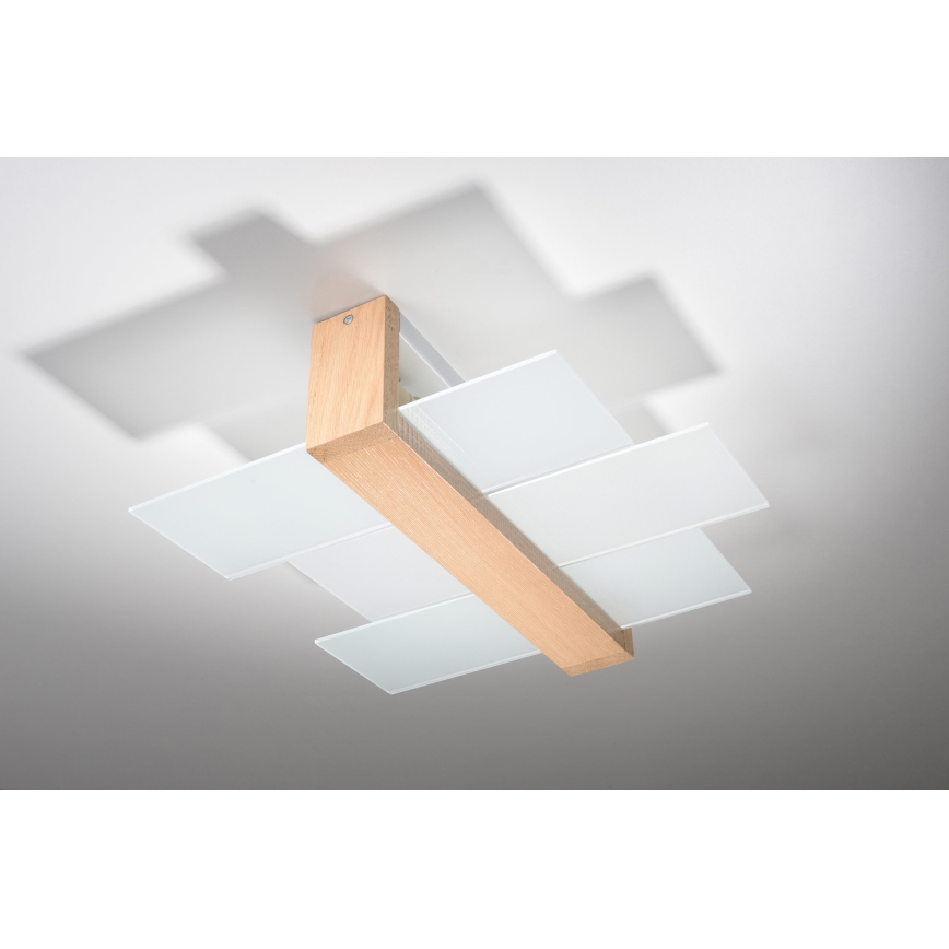 Brilagi - LED lubinis šviestuvas HERA 2xE27/7,5W/230V 43x43 cm medinis