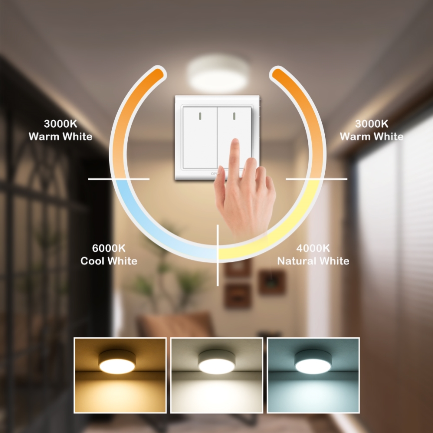 Brilagi - LED lubų šviestuvas POOL, 18 W, 230 V, 3000/4500/6000 K, skersmuo 20 cm, balta