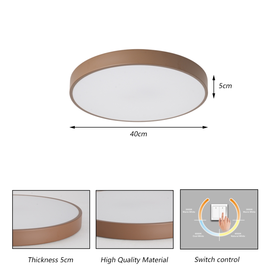 Brilagi - LED lubinis šviestuvas POOL LED/48W/230V 3000/4000/6000K Ø 40 cm rudas