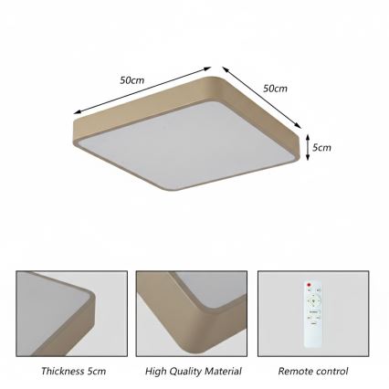 Brilagi - LED lubų šviestuvas POOL LED/48W/230V 3000/4000/6000K 50x50 cm smėlio spalvos
