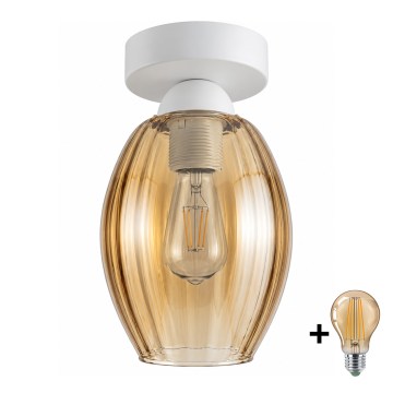BRILAGI - LED lubų šviestuvas RETRO GLASS 1xE27/60W/230V skersmuo 17 cm balta/dūminė smėlinė