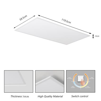 Brilagi - LED lubinis šviestuvas SLIMFRAME LED/80W/230V 120x60 cm 3000/4000/6000K balta