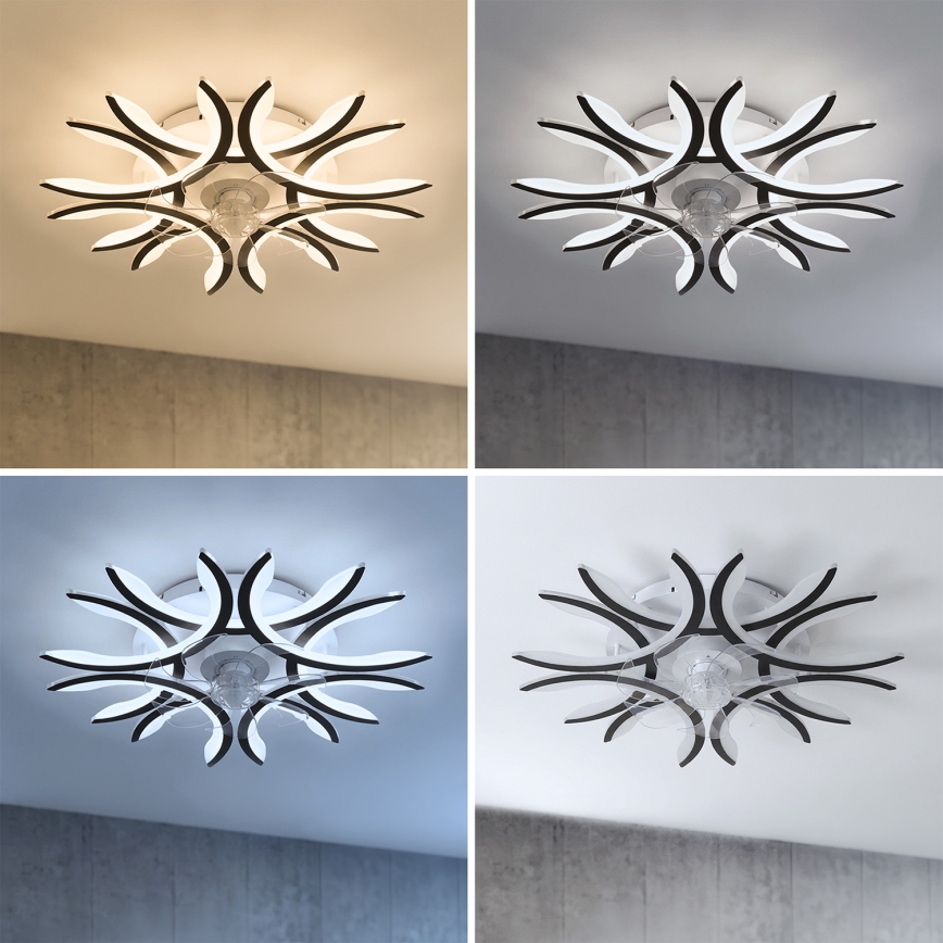 Brilagi - lubinis ventiliatorius su reguliuojamu LED apšvietimu, 70W/230V, 3000–6500 K, Ø 76 cm, juodas + nuotolinis valdymas