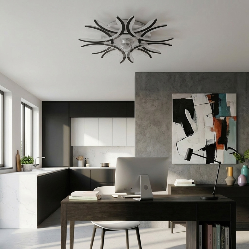 Brilagi - lubinis ventiliatorius su reguliuojamu LED apšvietimu, 70W/230V, 3000–6500 K, Ø 76 cm, juodas + nuotolinis valdymas