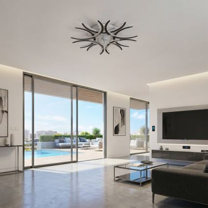 Brilagi - lubinis ventiliatorius su reguliuojamu LED apšvietimu, 70W/230V, 3000–6500 K, Ø 76 cm, juodas + nuotolinis valdymas