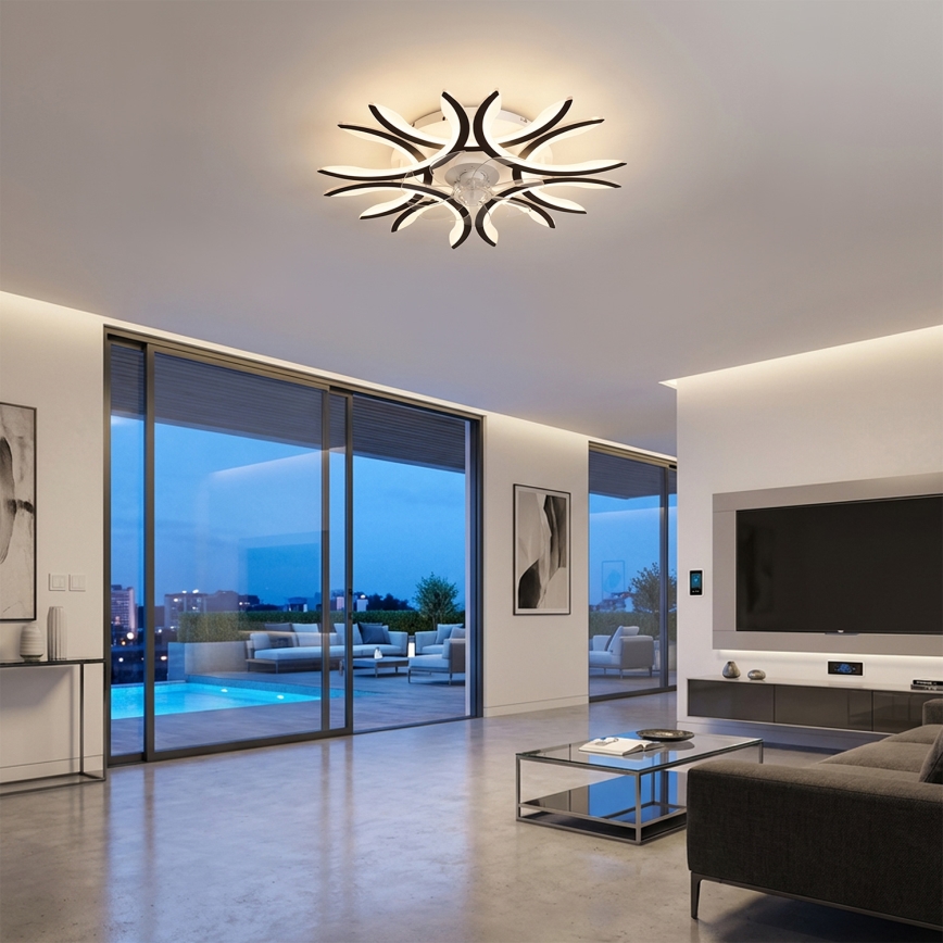 Brilagi - lubinis ventiliatorius su reguliuojamu LED apšvietimu, 70W/230V, 3000–6500 K, Ø 76 cm, juodas + nuotolinis valdymas