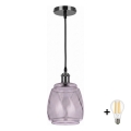 BRILAGI - LED Lustr na lanku RETRO GLASS 1xE27/60W/230V Ø 26 cm juoda/dūminė pilka