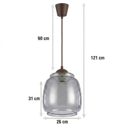 BRILAGI - LED pakabinamas šviestuvas ant laido RETRO GLASS 1xE27/60W/230V skersmuo 26 cm ruda/dūminė pilka