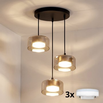 Brilagi - LED pakabinama liustra ant laido AURA LUX 3xGX53/13W/230V juoda/auksinė