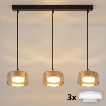 Brilagi - LED Pakabinama liustra ant laido AURA LUX 3xGX53/30W/230V juoda/auksinė