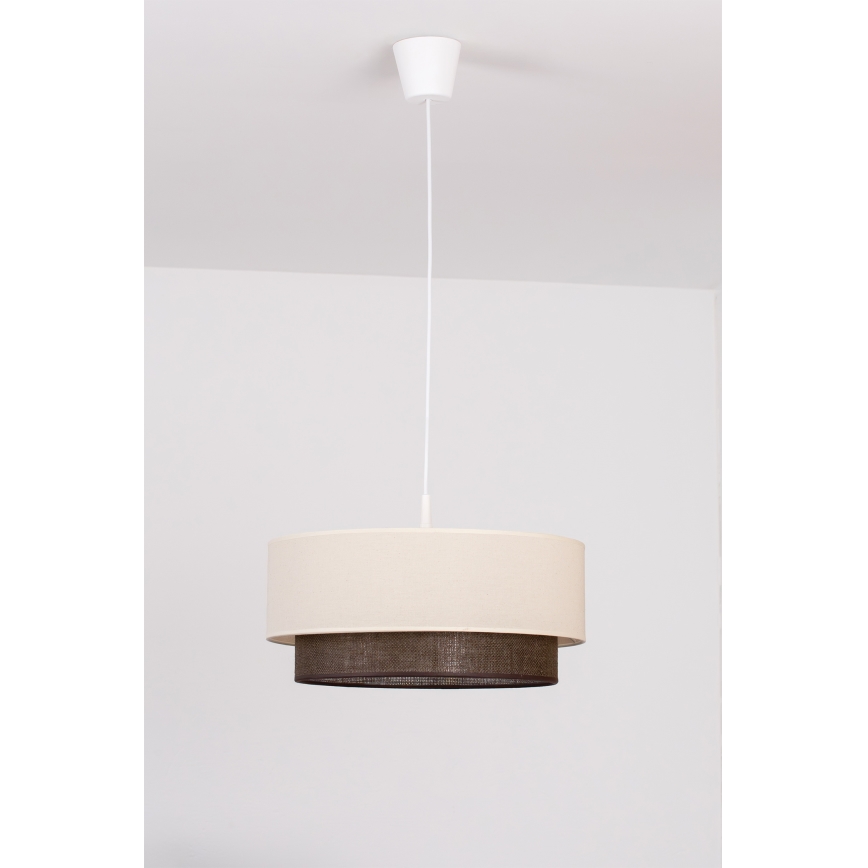 Brilagi - LED pakabinama liustra ant laido BOHO STYLE 1xE27/15W/230V ø 40 cm kreminė/ruda