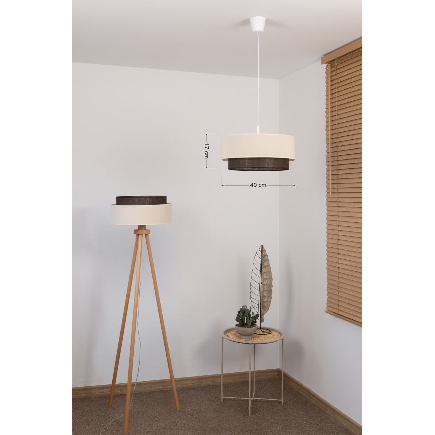 Brilagi - LED pakabinama liustra ant laido BOHO STYLE 1xE27/15W/230V ø 40 cm kreminė/ruda