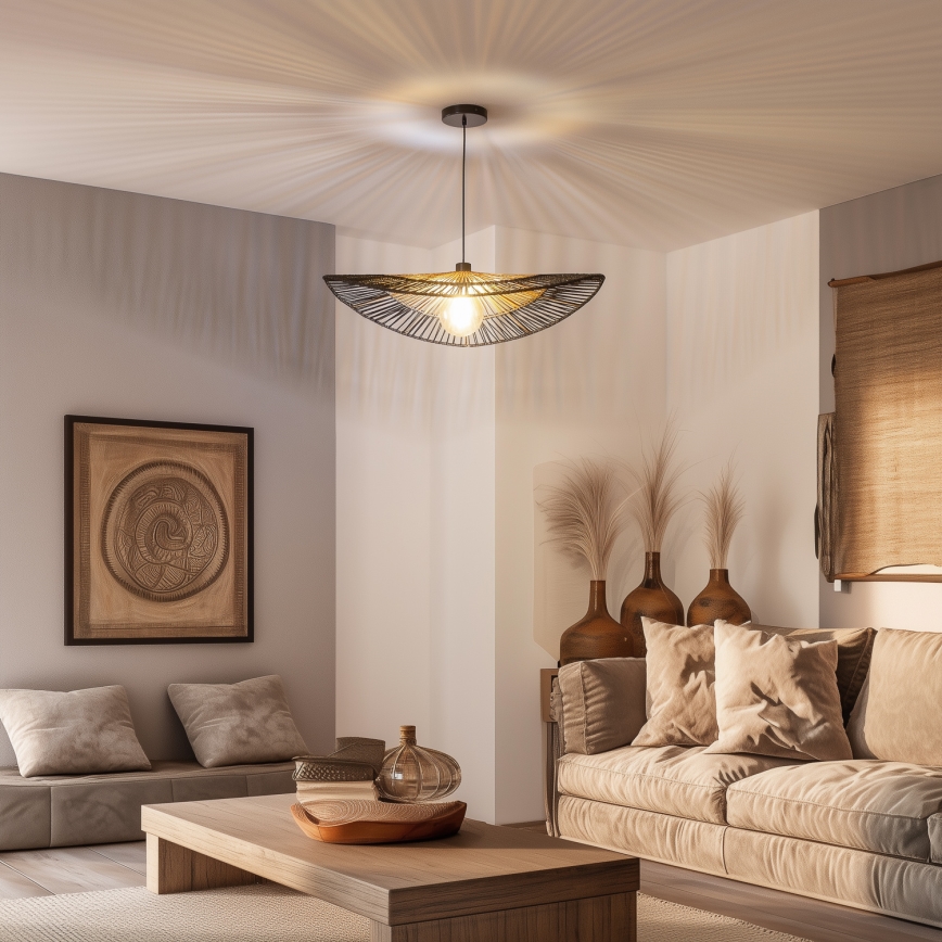 Brilagi - LED pakabinama liustra ant laido CERIA BOHO 1xE27/40W/230V skersmuo 50 cm juoda/ruda