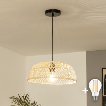 Brilagi - LED pakabinama liustra ant laido CERIA BOHO 1xE27/40W/230V Ø 60 cm, iš rotango