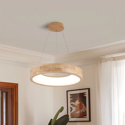 Brilagi - pakabinamas LED šviestuvas ant laido FALCON WOOD LED/30W/230V 3000/4000/6000K Ø 45 cm, medinis