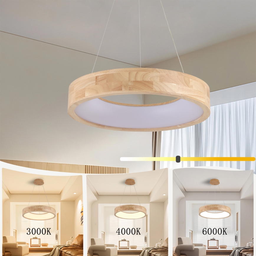 Brilagi - pakabinamas LED šviestuvas ant laido FALCON WOOD LED/30W/230V 3000/4000/6000K Ø 45 cm, medinis