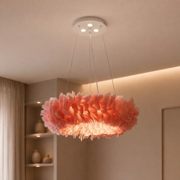 BRILAGI - LED pakabinama liustra ant laido FEATHER 3xE27/40W/230V + 3xLED/3W Ø 50 cm rožinė