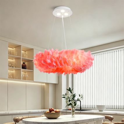 BRILAGI - LED pakabinama liustra ant laido FEATHER 3xE27/40W/230V + 3xLED/3W Ø 50 cm rožinė